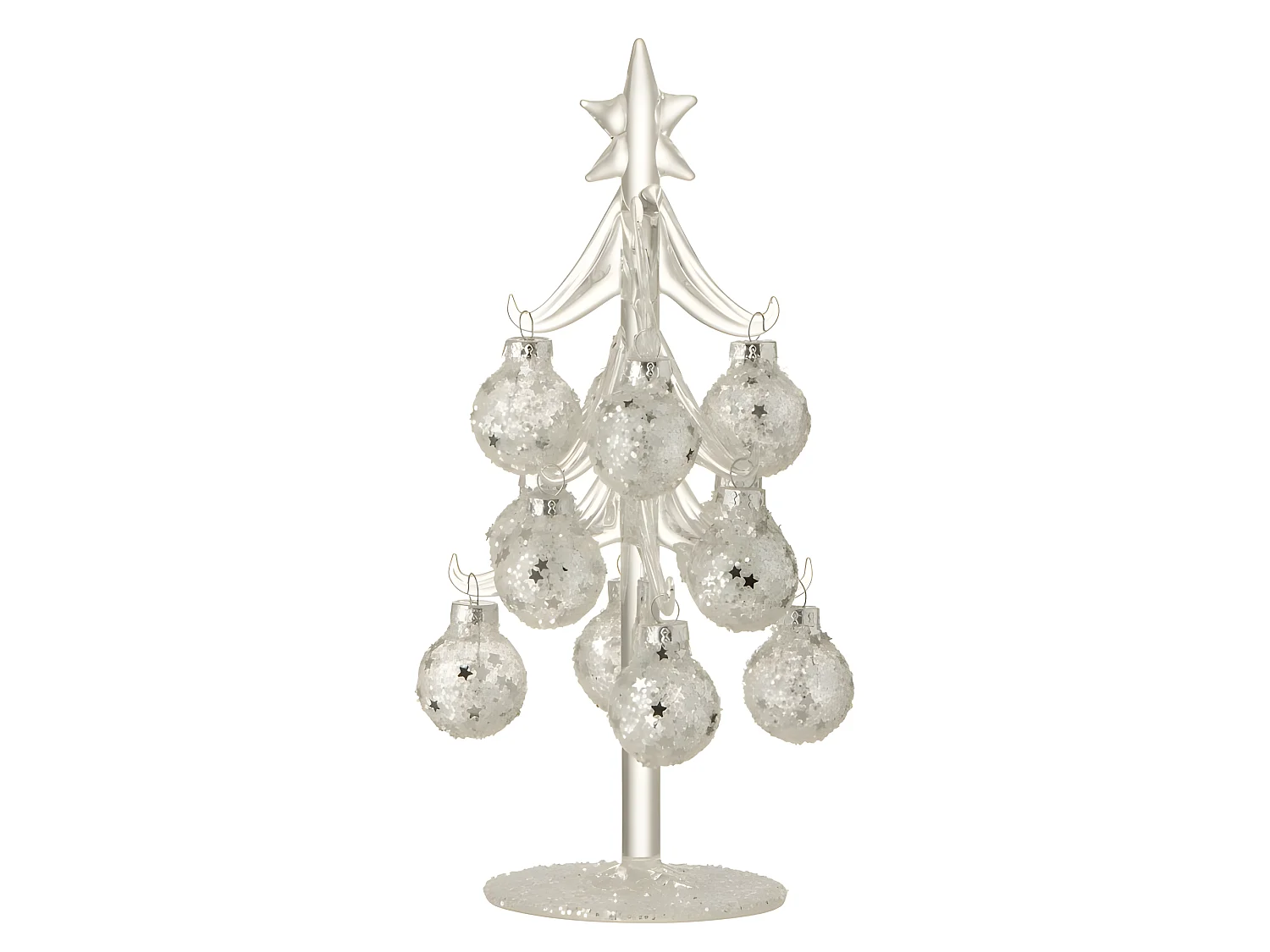 Albero di Natale decorativo con palline di vetro argento H21cm