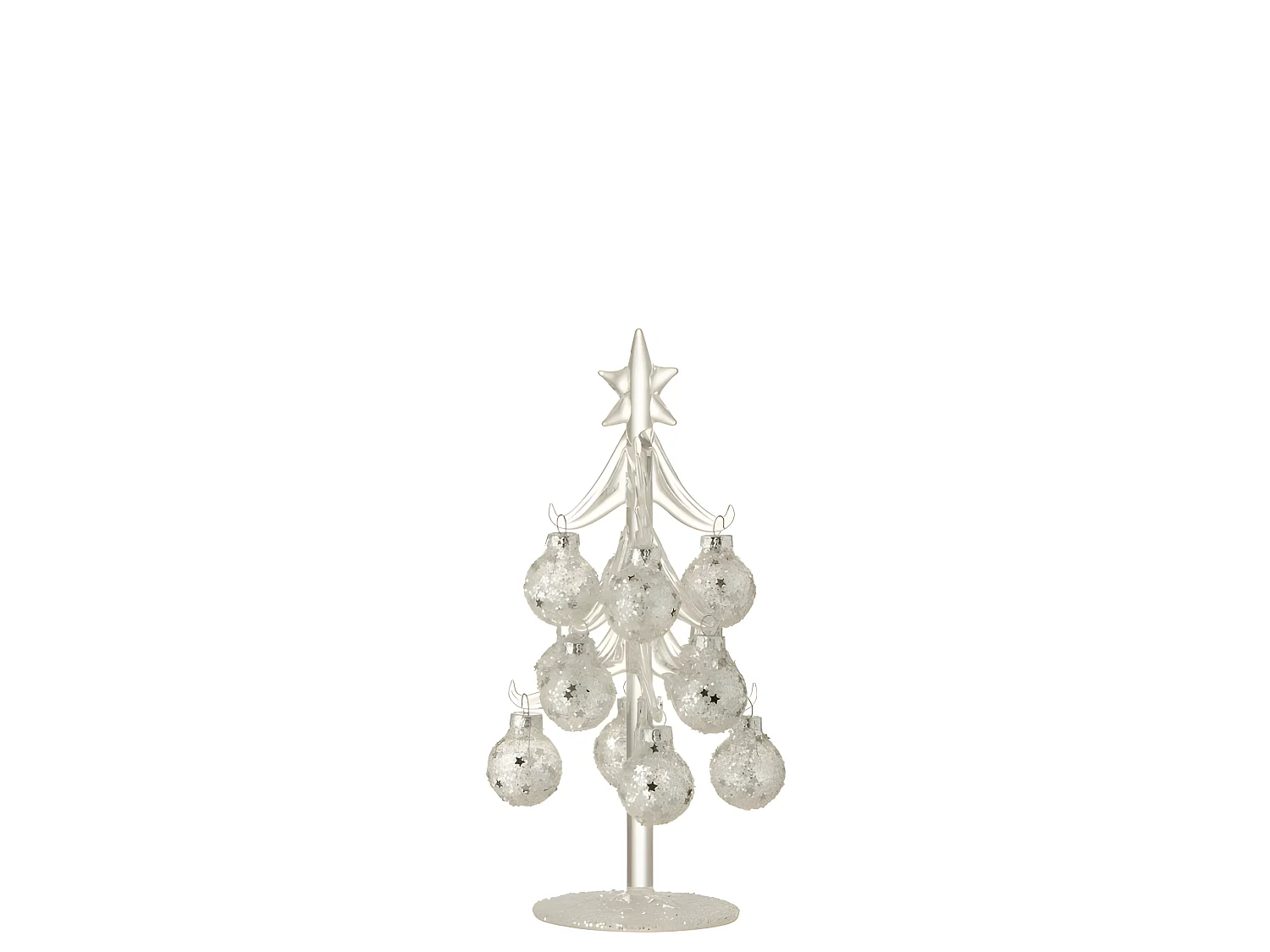 Albero di Natale decorativo con palline di vetro argento H21cm