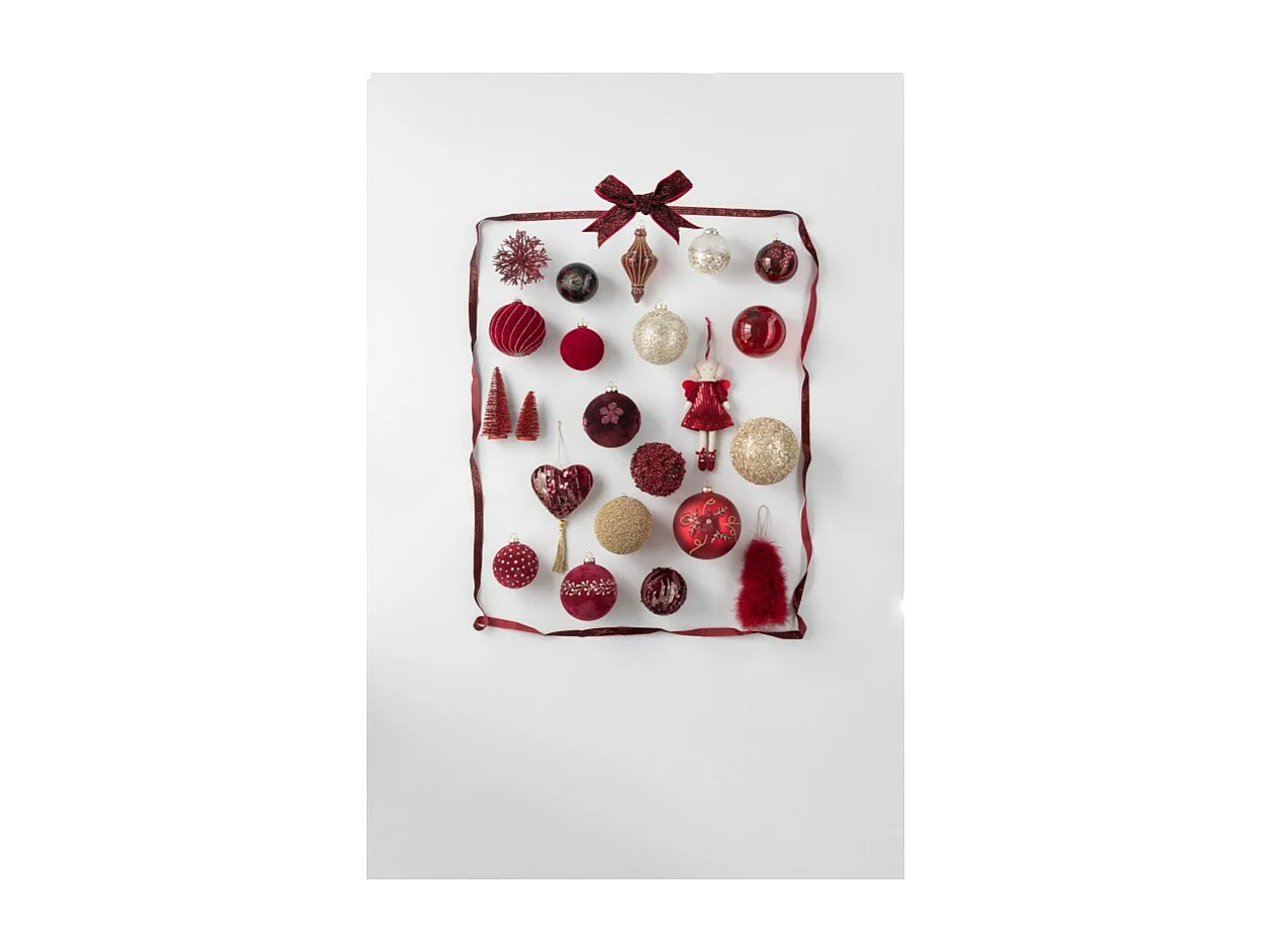 Scatola di 6 palline di Natale in vetro Bordeaux 8x8x8 cm