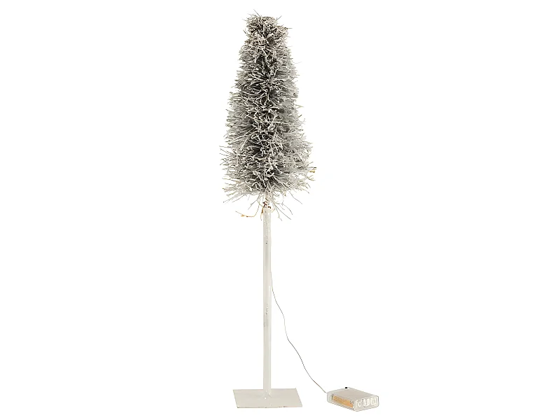 Albero di Natale a LED in legno bianco 13x13x58 cm