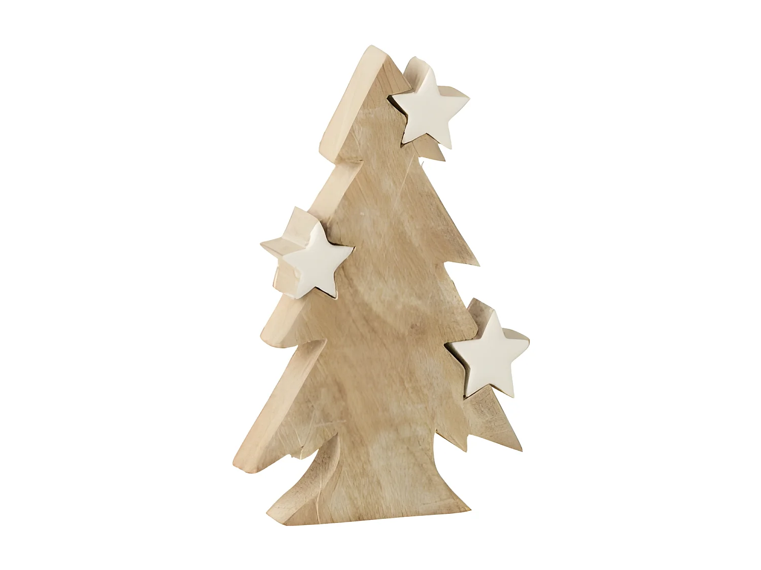 Sapin de Noël décoratif en bois de manguier blanc 12x3x20 cm