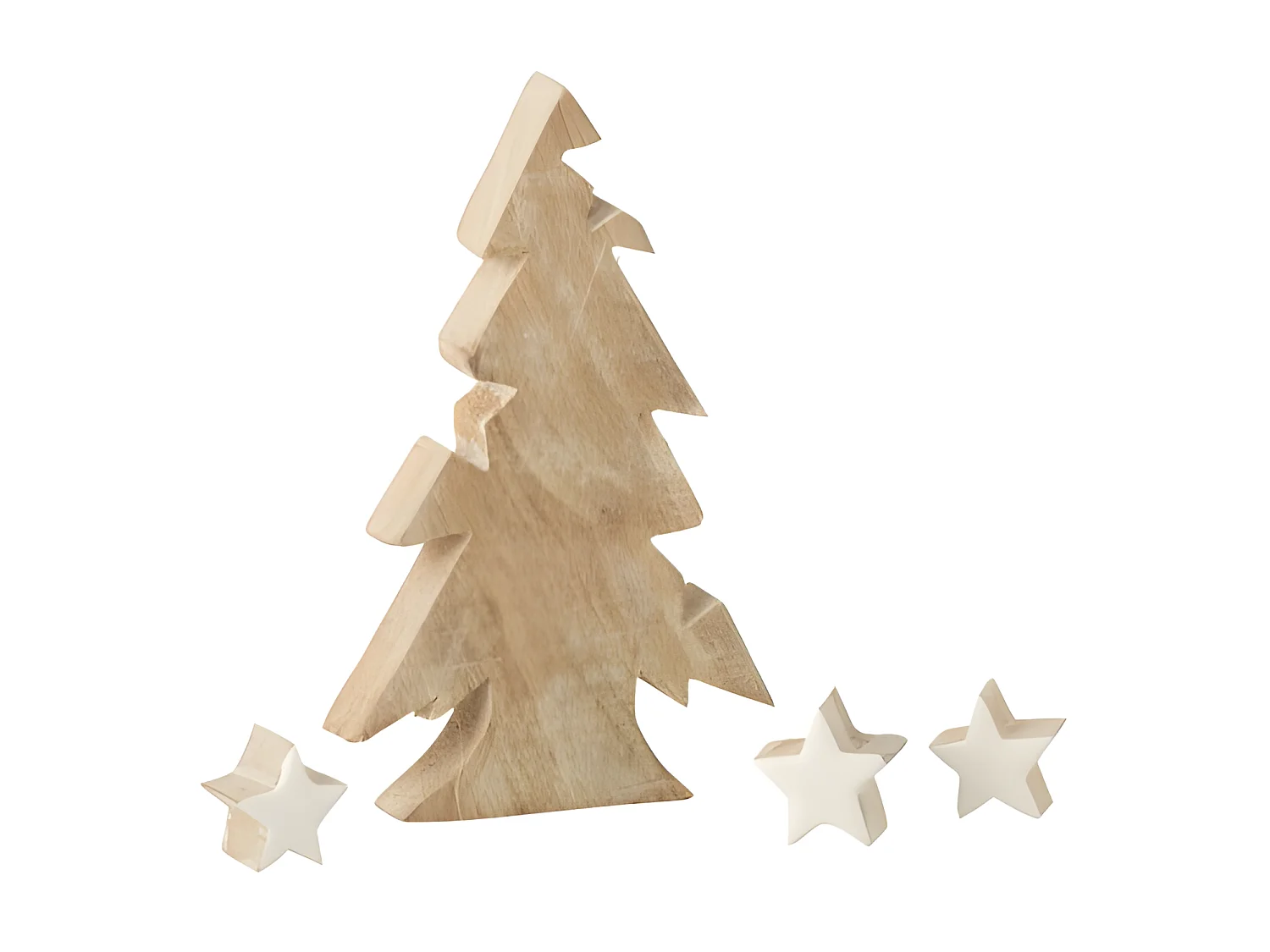 Sapin de Noël décoratif en bois de manguier blanc 12x3x20 cm