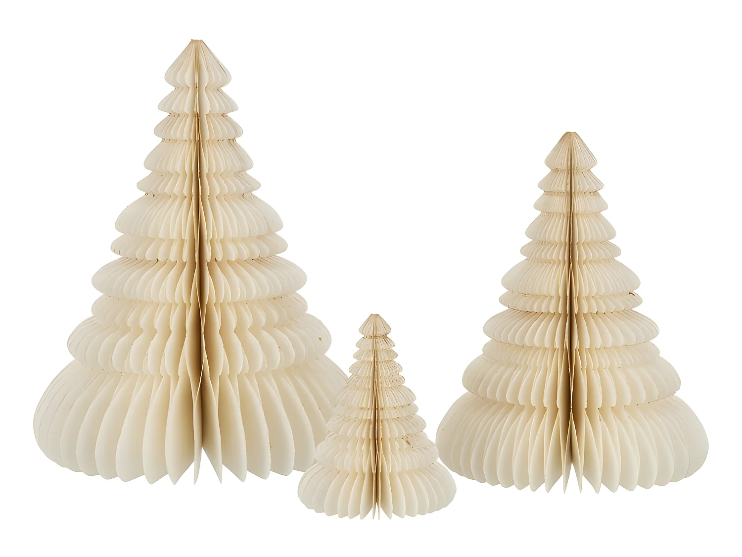 Albero di Natale pieghevole in carta color crema 24x24x30 cm