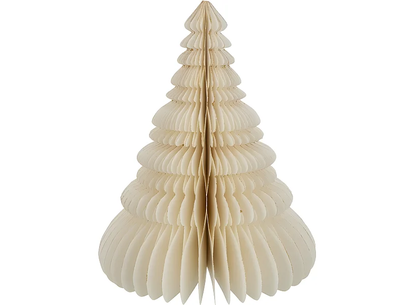 Albero di Natale pieghevole in carta color crema 24x24x30 cm
