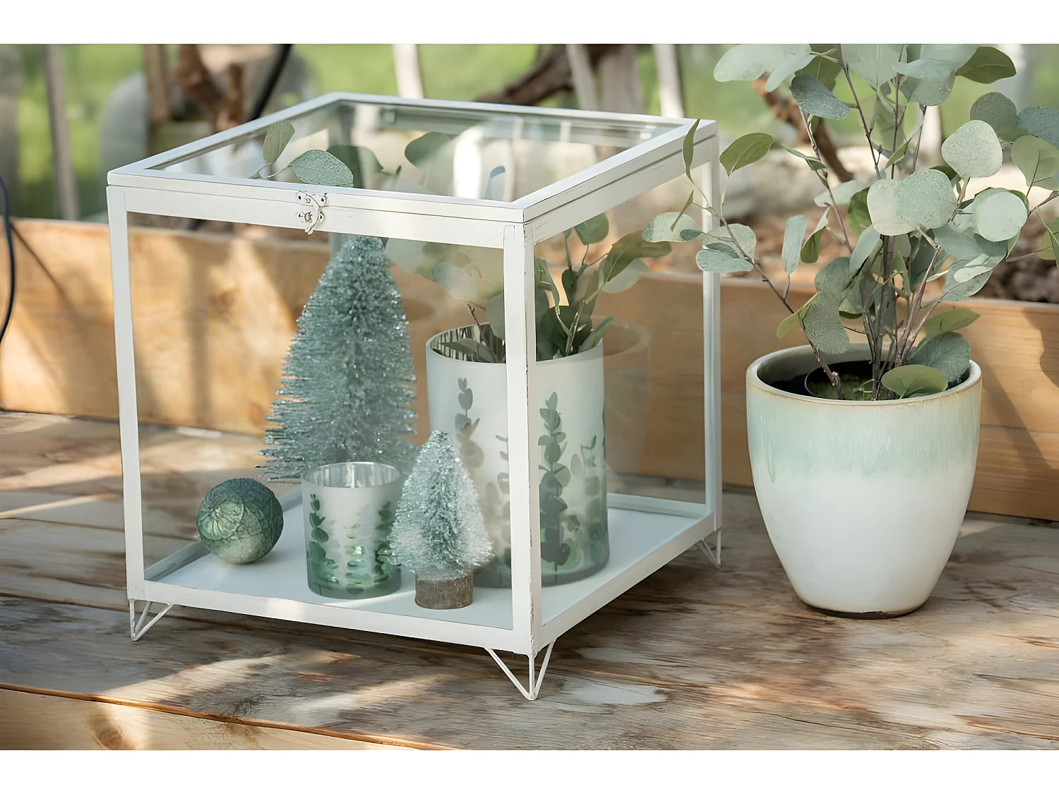 Árbol de Navidad artificial de plástico verde de 15x15x30 cm