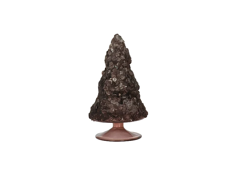 Albero di Natale decorativo ghiacciato in vetro marrone scuro H15cm