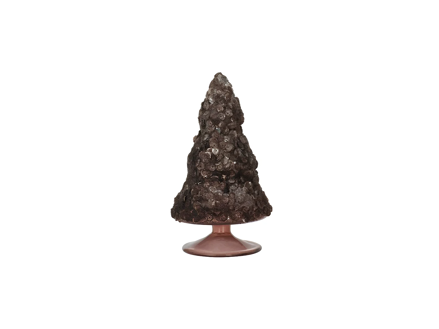 Albero di Natale decorativo ghiacciato in vetro marrone scuro H15cm