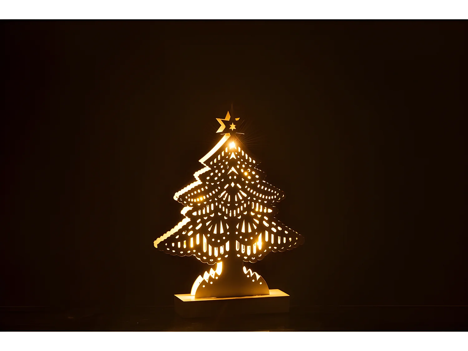 Decoración árbol de navidad led madera blanco Alt. 28 cm