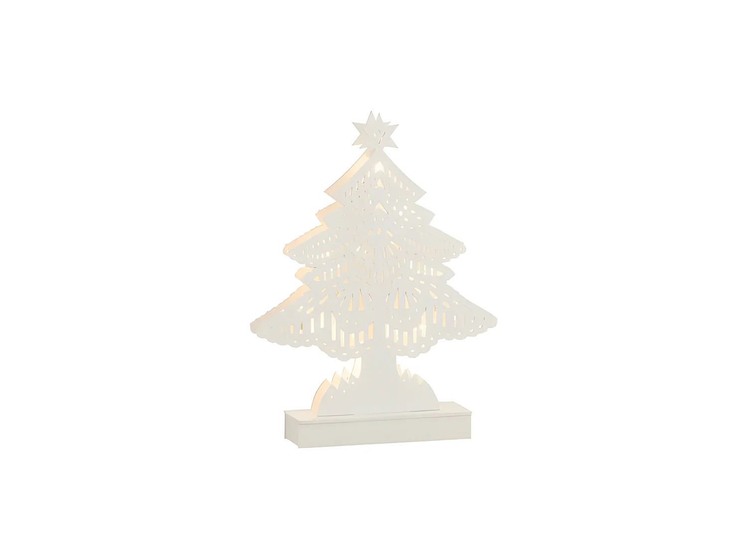 Albero di Natale a LED in legno bianco 19x5x28 cm