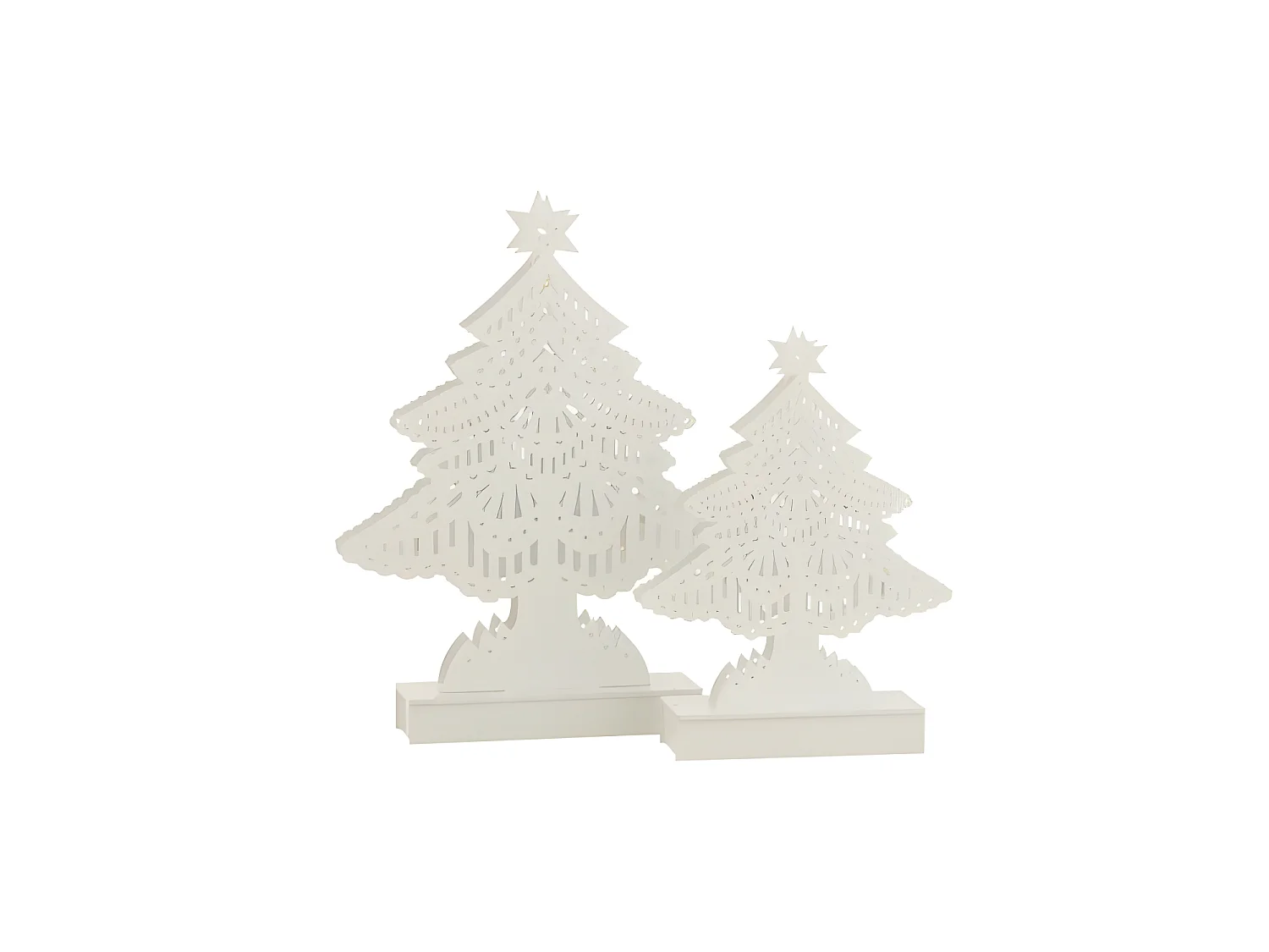Albero di Natale a LED in legno bianco 19x5x28 cm