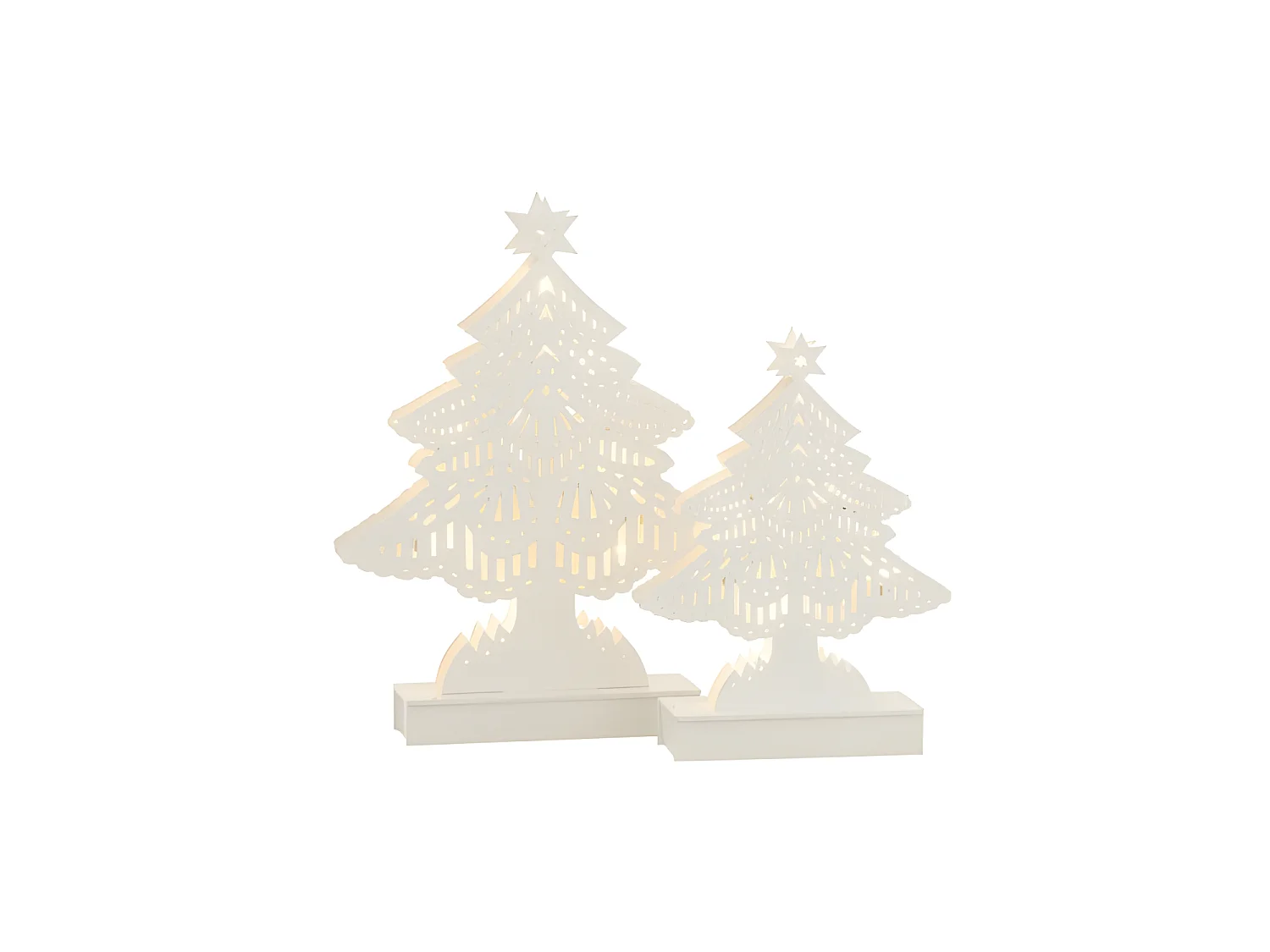 Albero di Natale a LED in legno bianco 19x5x28 cm