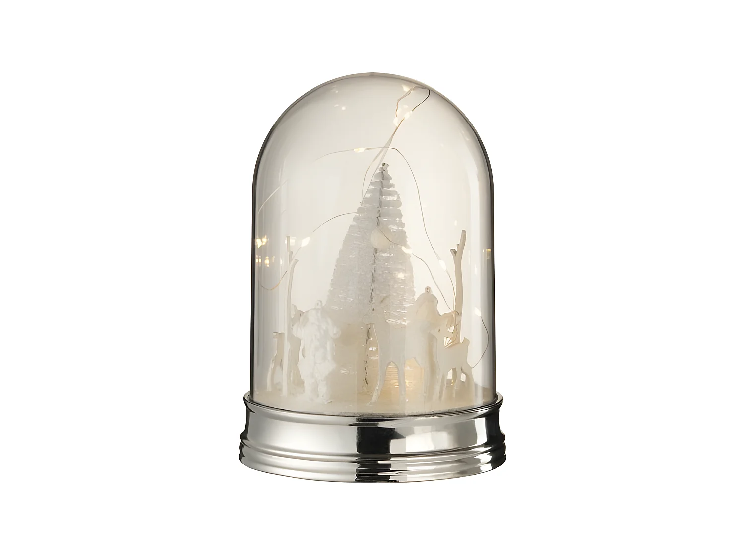 Campana di Natale con led in plastica bianca 16x16x23 cm