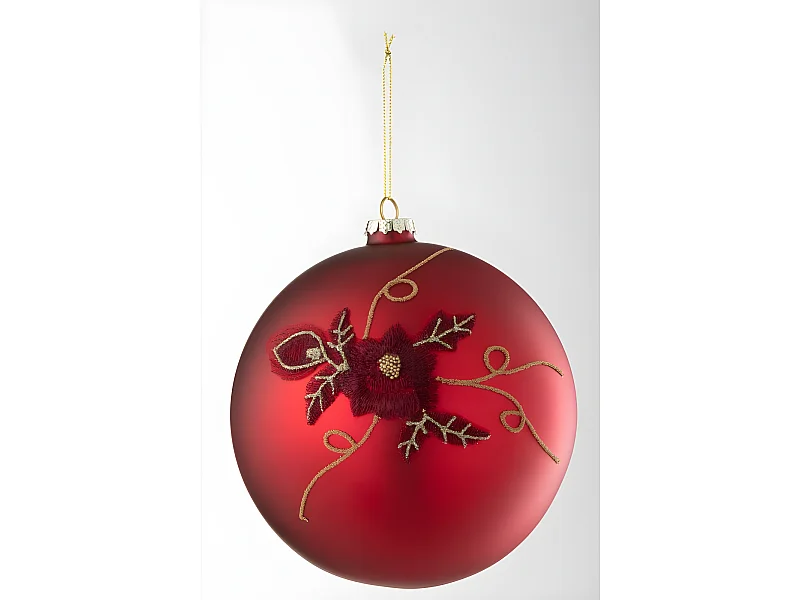 Bola de Navidad de vidrio rojo de 15x15x15 cm