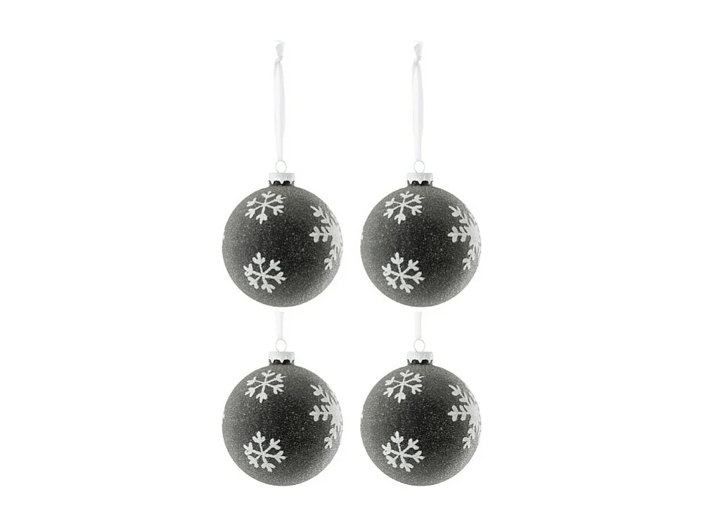Scatola di 4 palline di Natale in vetro nero 10x10x10 cm