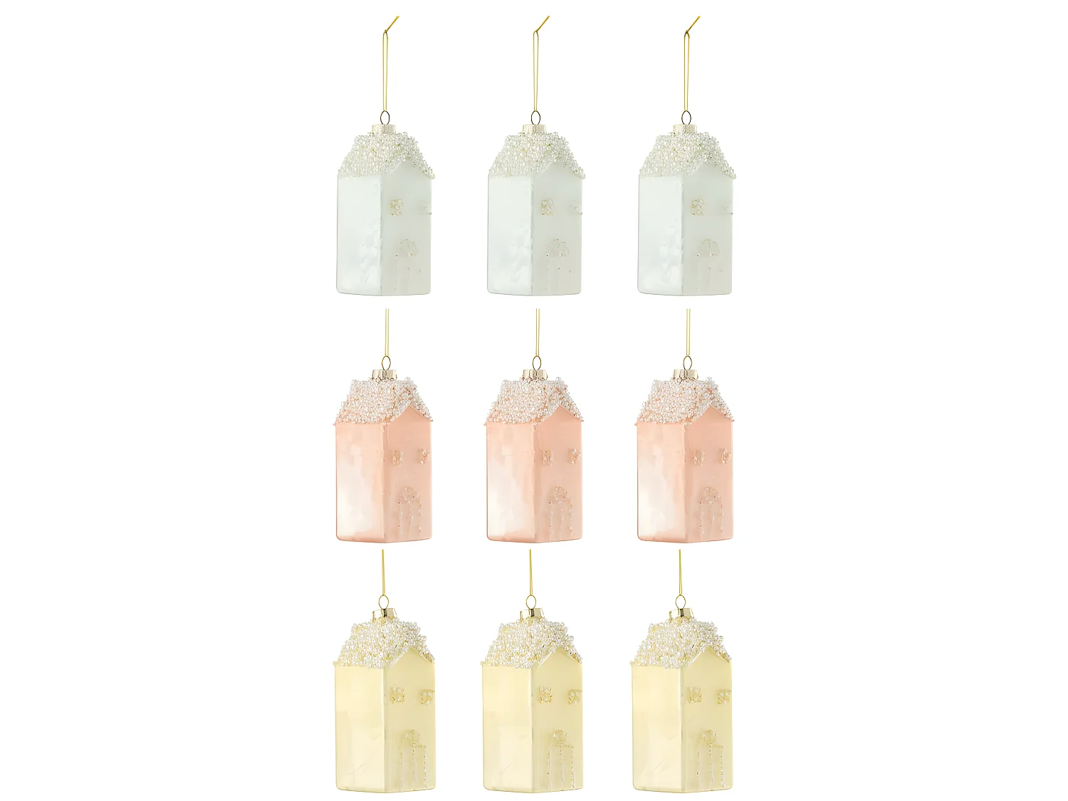 Caja de 6 bolas de Navidad caseras de vidrio multicolor de 5x5x12 cm