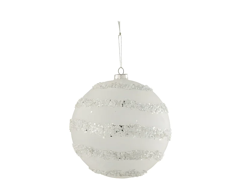 Scatola di 4 palline di Natale in vetro bianco 15x15x15 cm