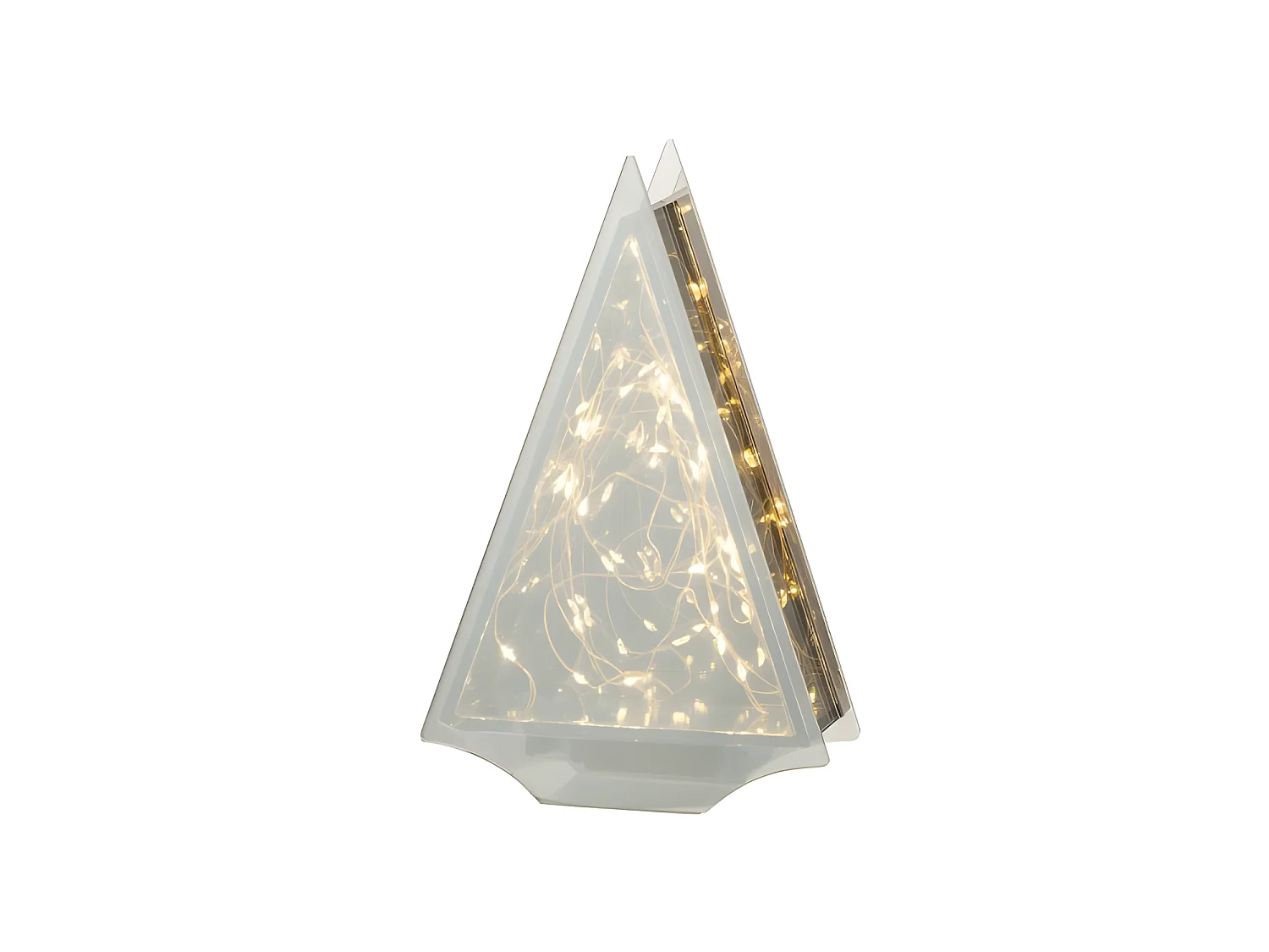 Decoración led triángulo cristal oro Alt. 24 cm