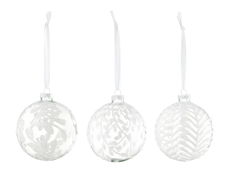 Scatola di 6 palline di Natale in vetro bianco 10x10x10 cm