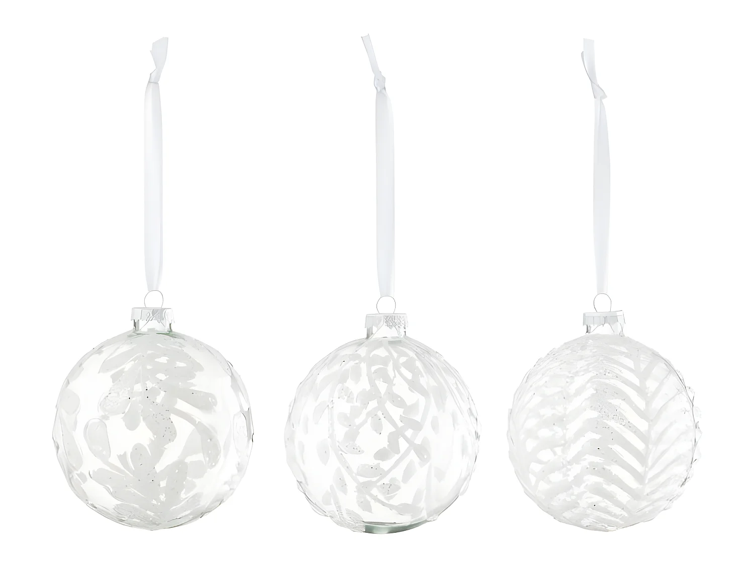 Scatola di 6 palline di Natale in vetro bianco 10x10x10 cm