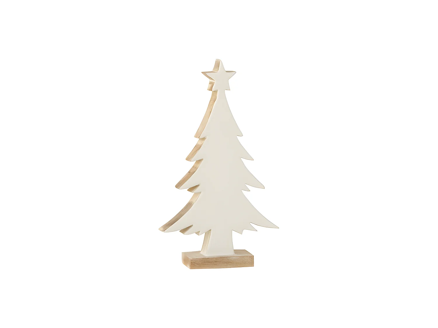 Albero di Natale decorativo in legno di mango bianco 18.5x4x32 cm