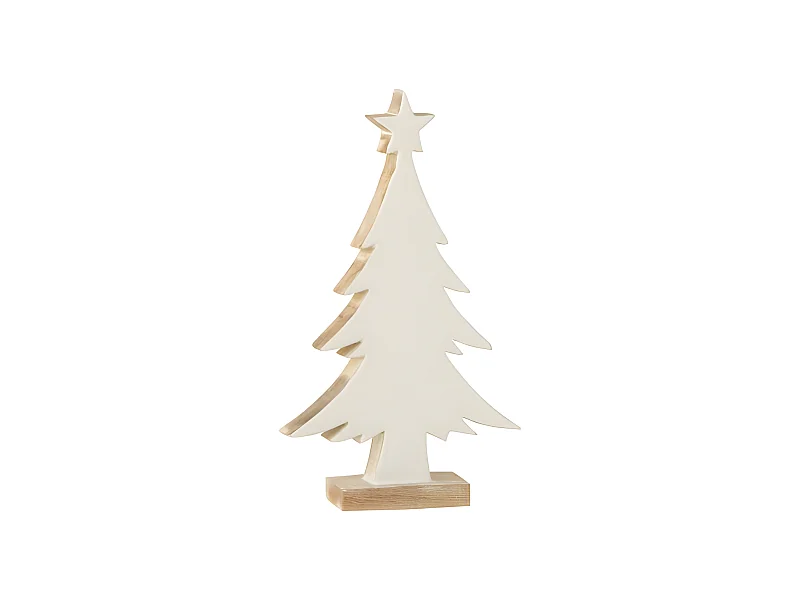 Árbol de Navidad decorativo de madera de mango blanco 18.5x4x32 cm