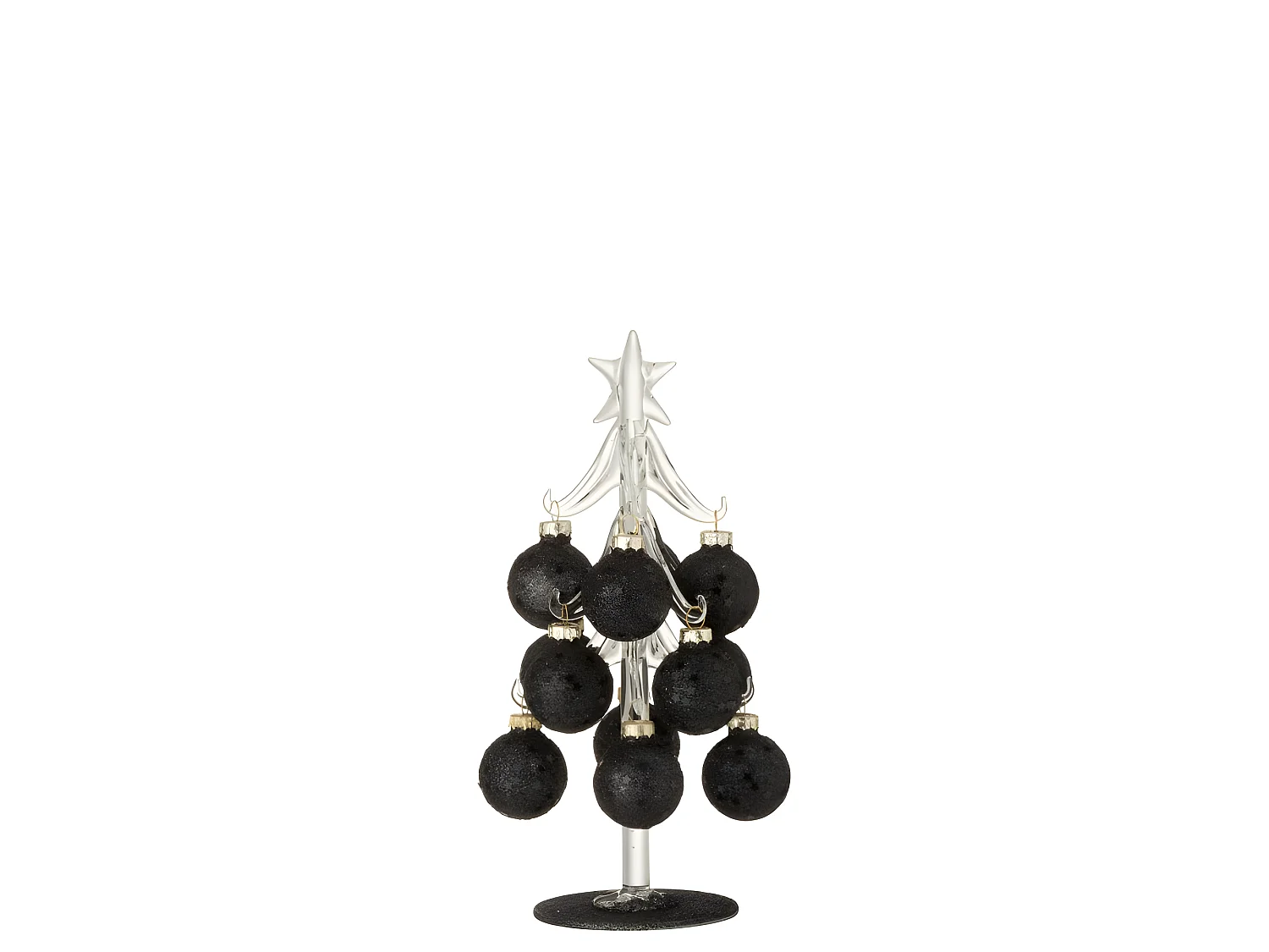 Albero di Natale decorativo con palline di vetro nero H20cm