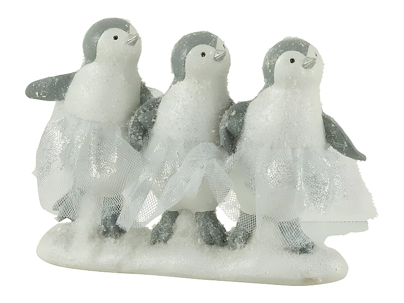 Pingüino 3 partes resina blanco/gris Alt. 14 cm