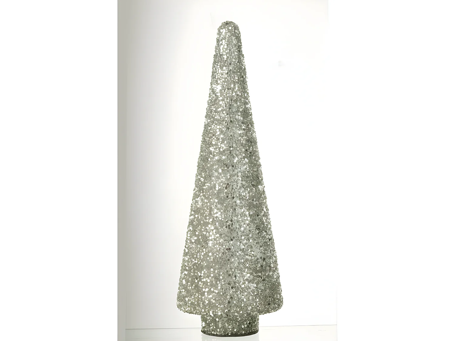 Albero di Natale decorativo in vetro argento 14x14x39 cm
