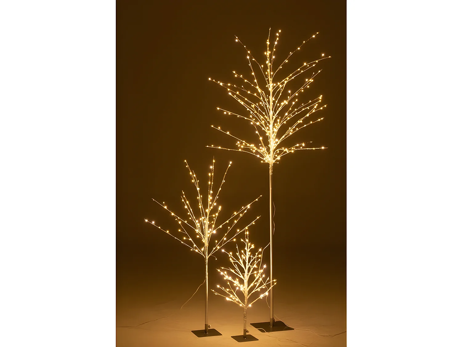 Albero spoglio con led in metallo argento 56x56x100 cm