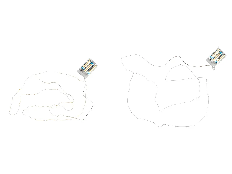 Set di 2 ghirlande luminose in plastica bianca e oro 8,5x7,5x2,2 cm