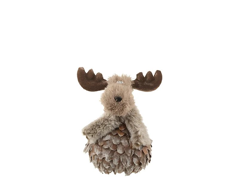 Reno con bufanda de virutas de madera marrón 15x12x17cm