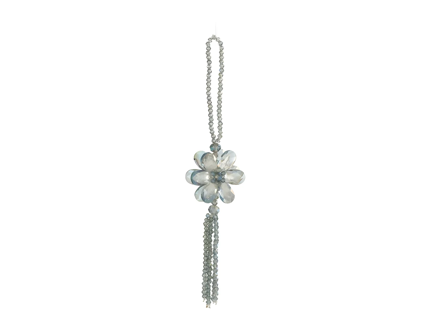 Sospensione in plastica blu con strass 4x2x22,5 cm