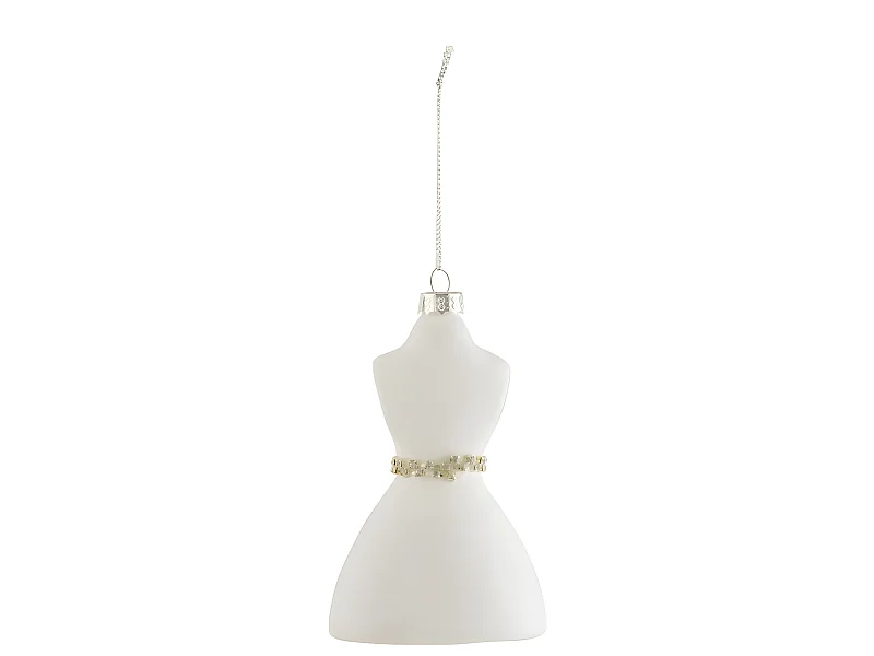 Palla di Natale in vetro bianco 7x5.5x11.5 cm