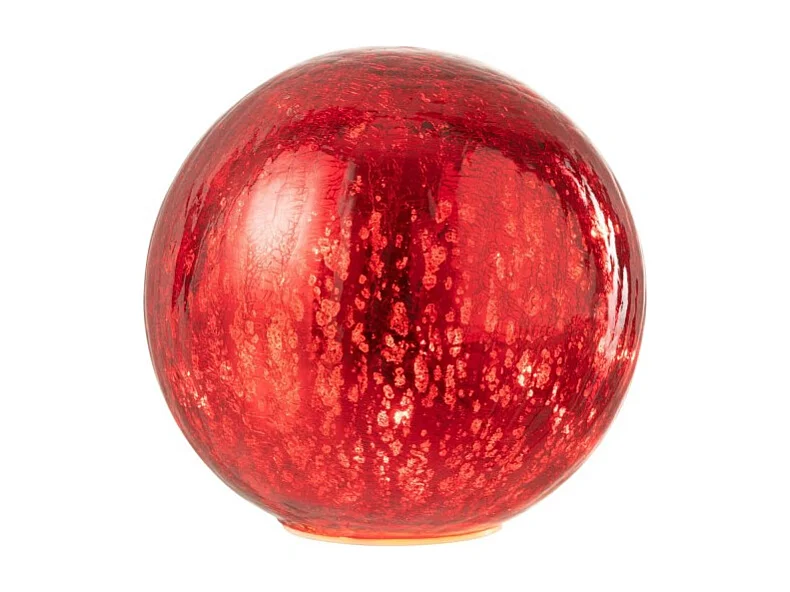 Boule led en verre rouge 15x15x14 cm