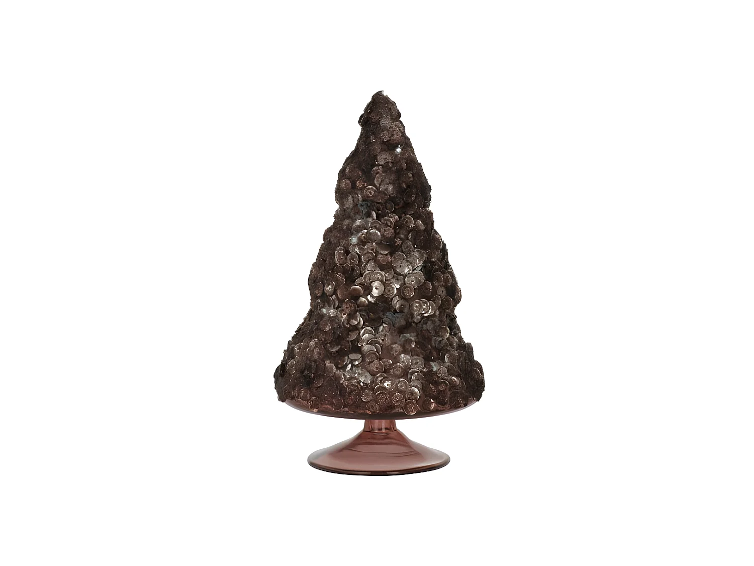 Albero di Natale decorativo ghiacciato in vetro marrone scuro H17cm