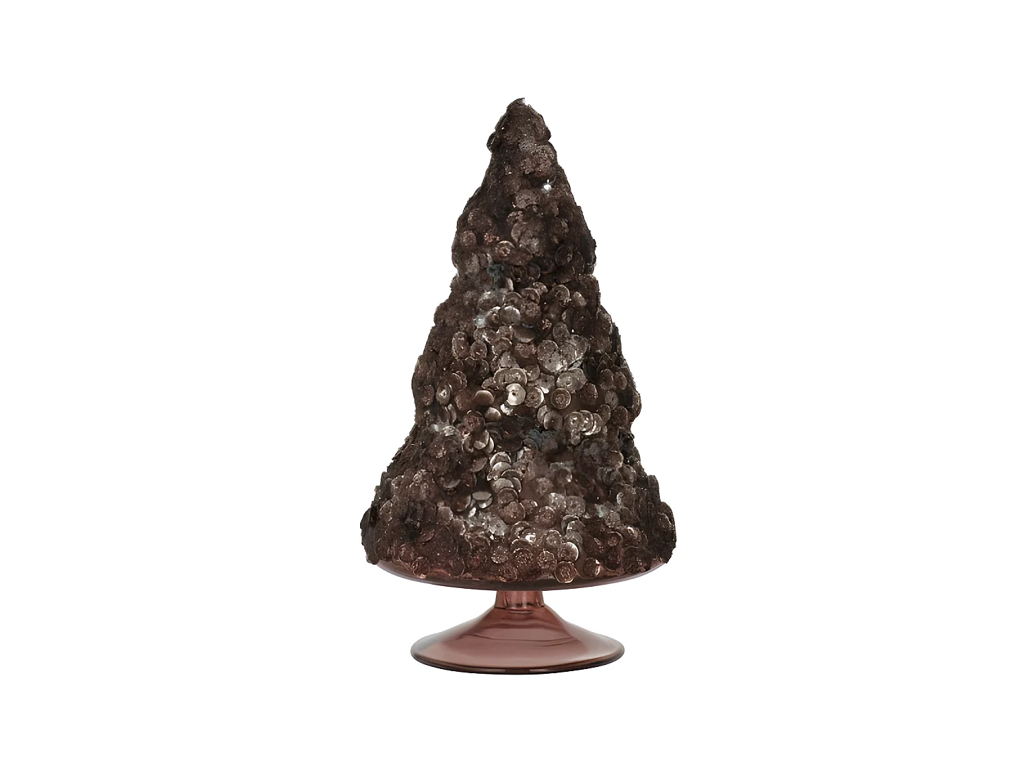 Albero di Natale decorativo ghiacciato in vetro marrone scuro H17cm