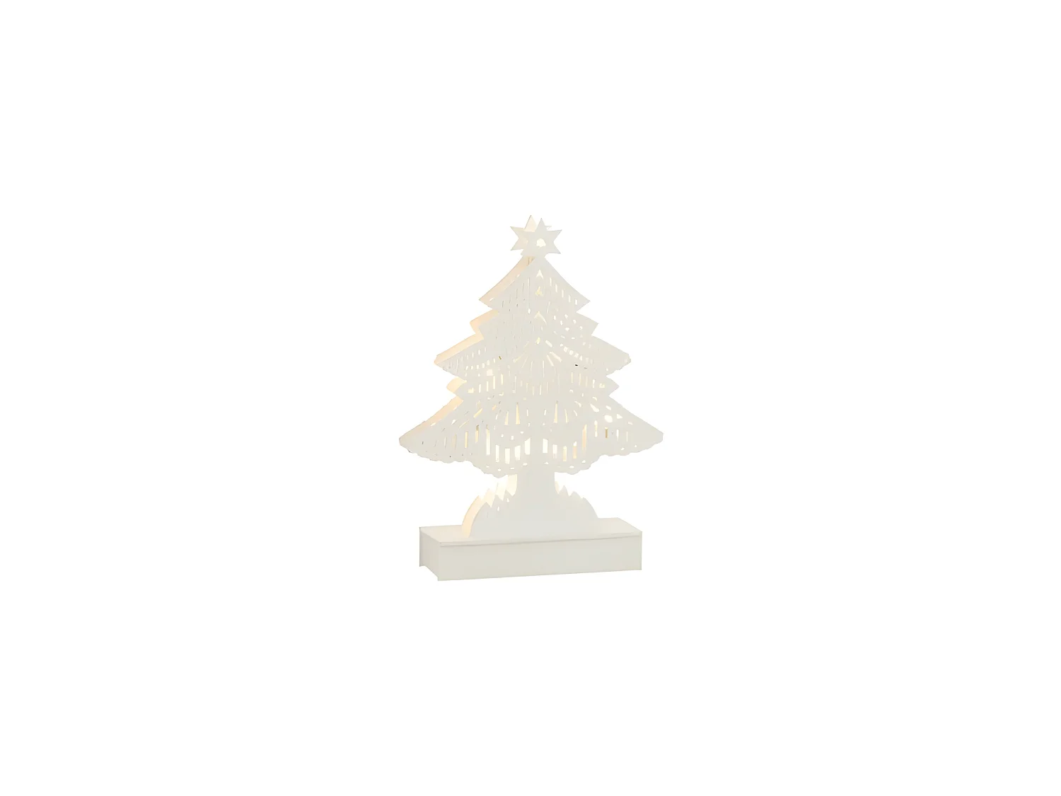 Albero di Natale a LED in legno bianco 15x4x23 cm