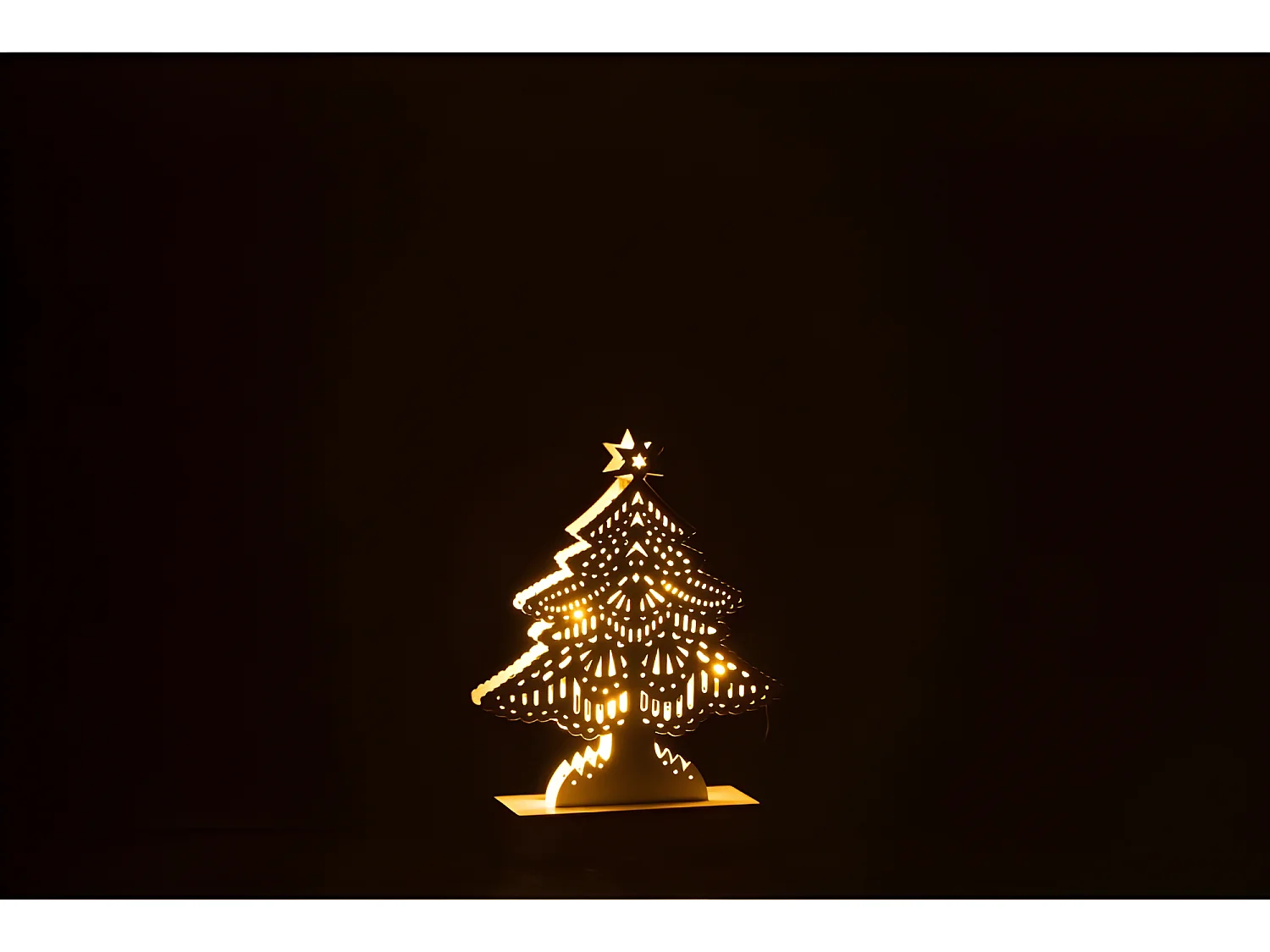 Albero di Natale a LED in legno bianco 15x4x23 cm