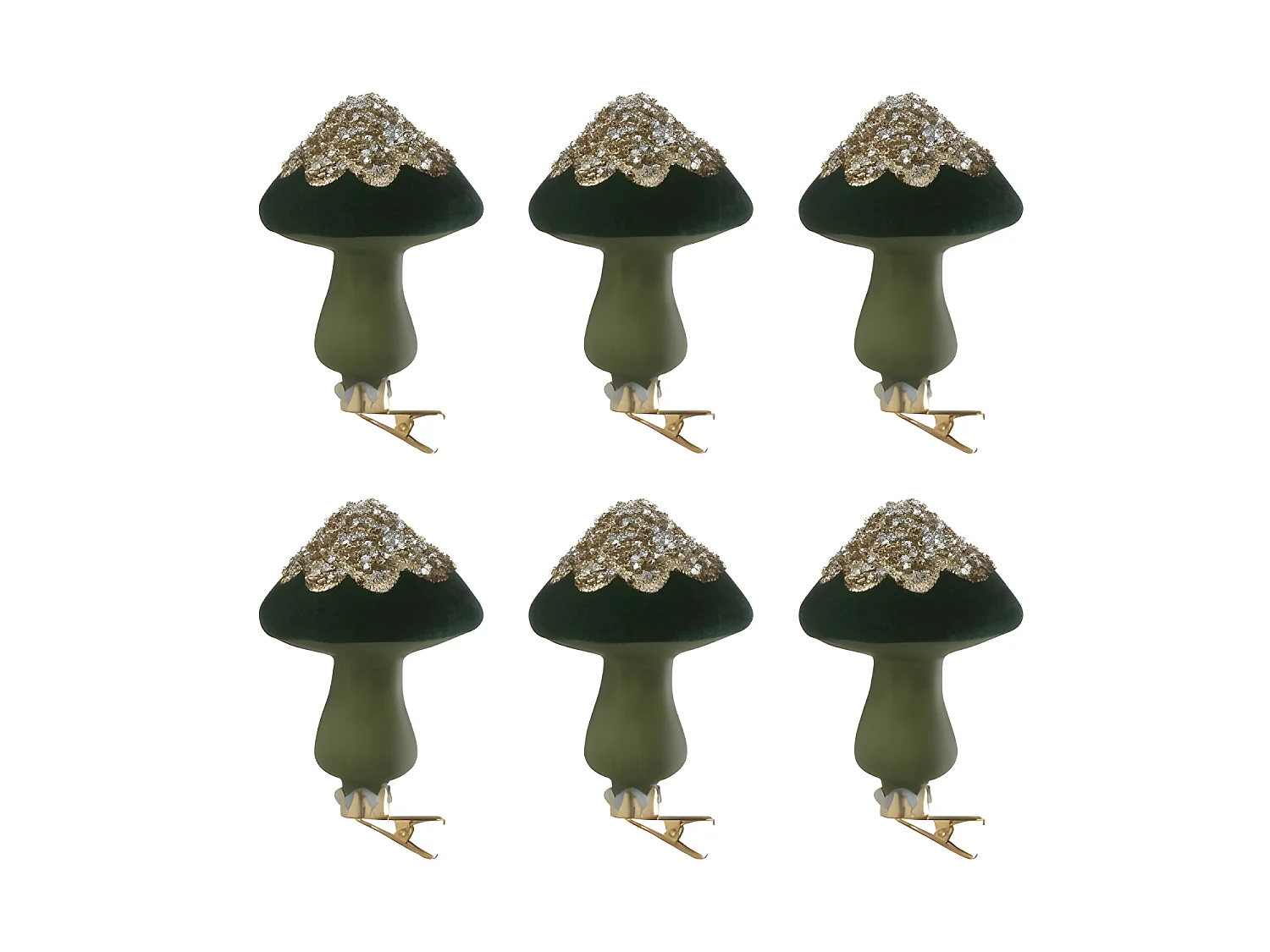 Scatola di 6 palline di Natale color champagne in vetro verde 6x6x10 cm