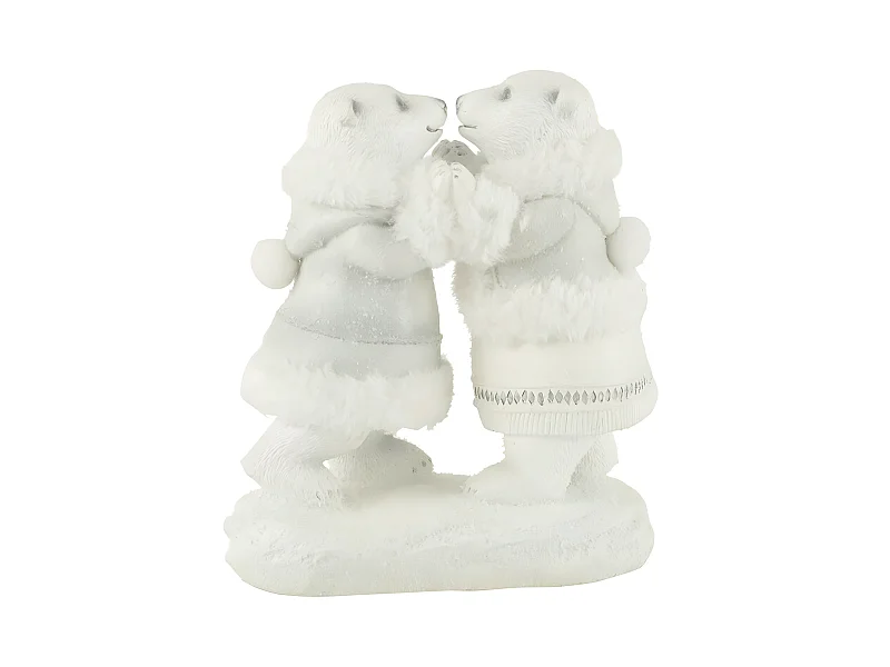 Oso polar pareja resina blanco/gris Alt. 20