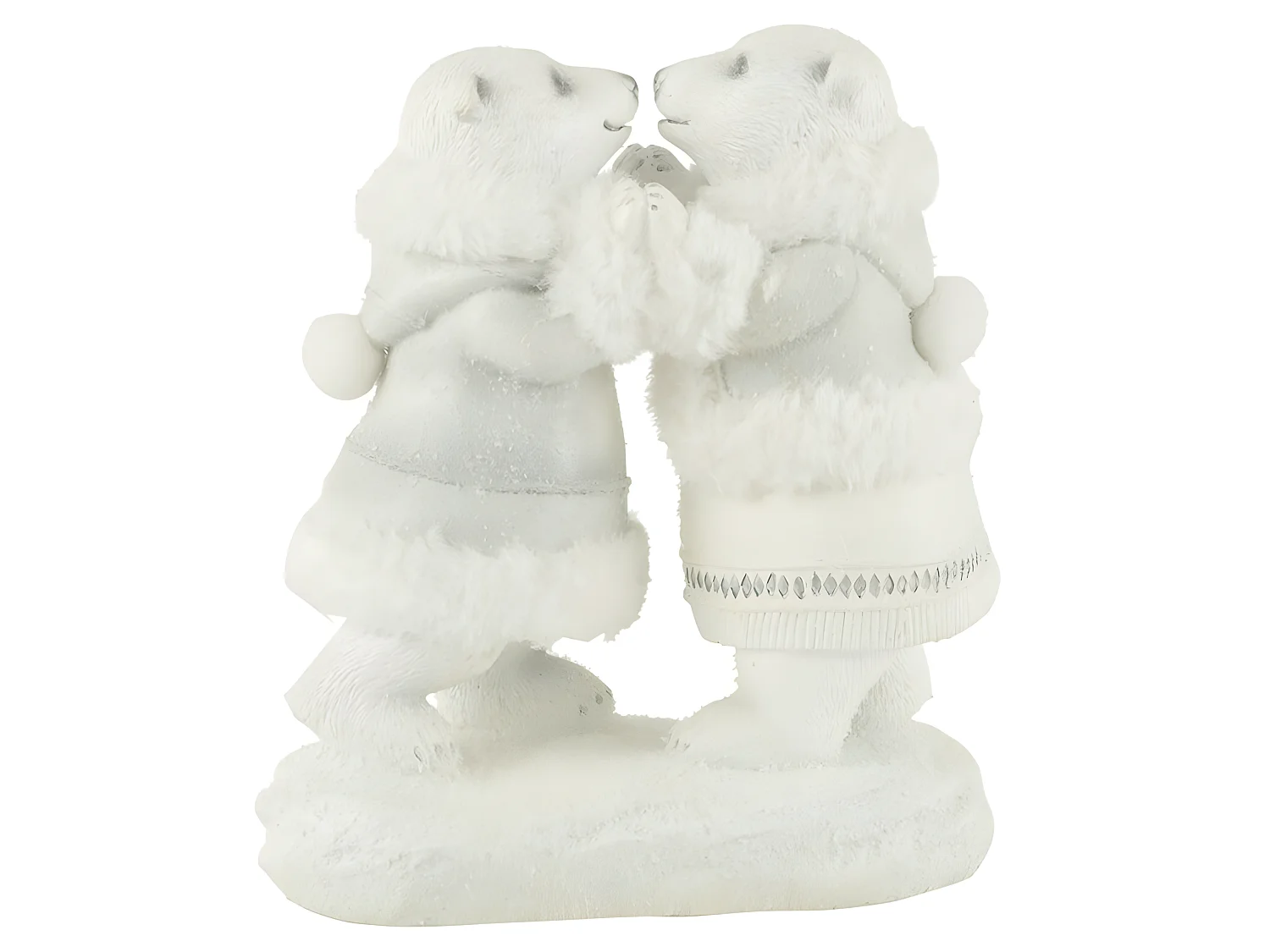 Couple d'ours polaire en résine blanc 9.5x17x20.5 cm