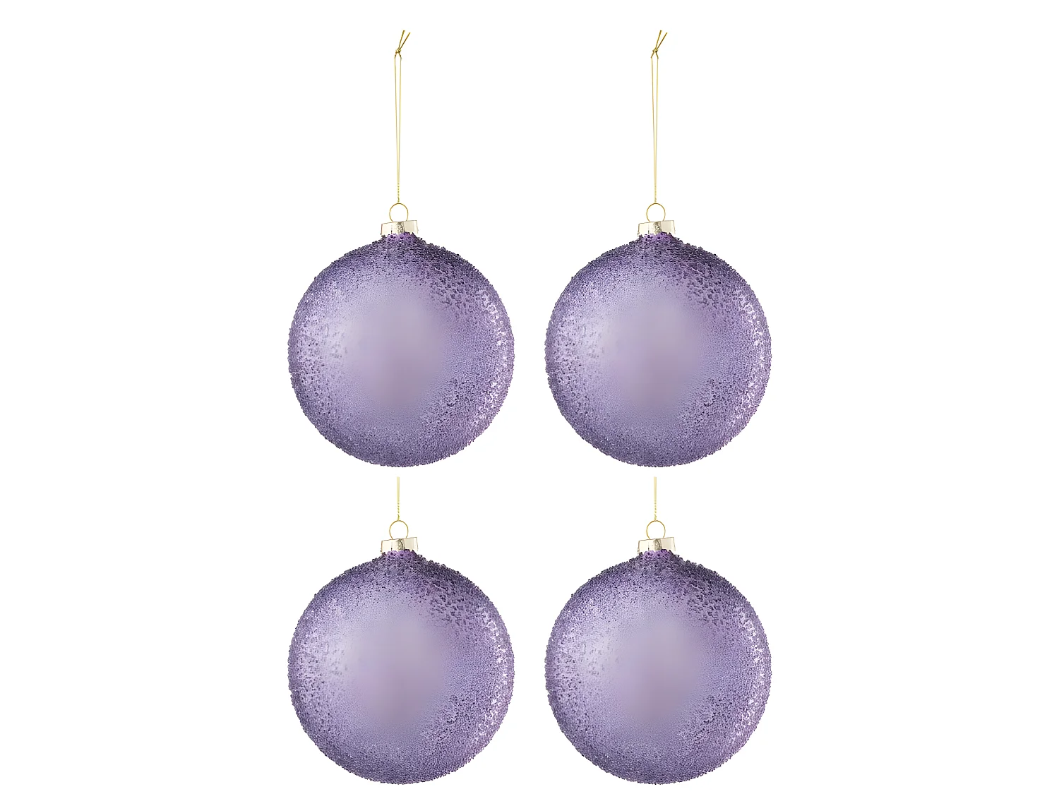 Caja de 4 bolas de Navidad de vidrio morado de 12x12x12 cm