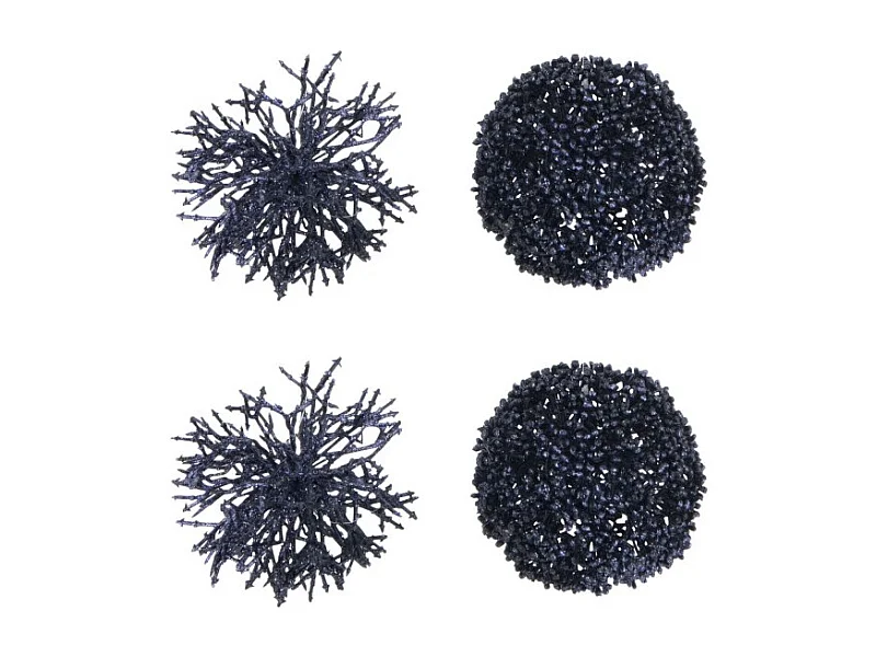 Scatola di 4 palline di Natale in plastica blu 10x10x10 cm