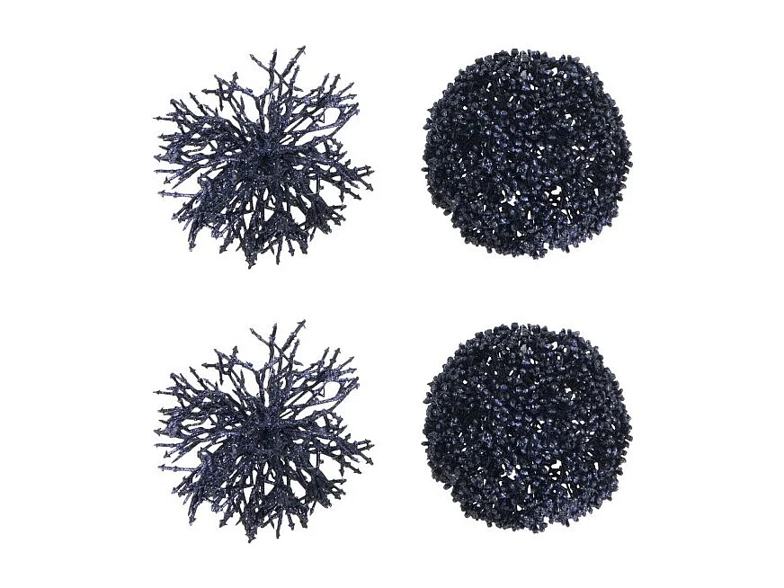 Scatola di 4 palline di Natale in plastica blu 10x10x10 cm