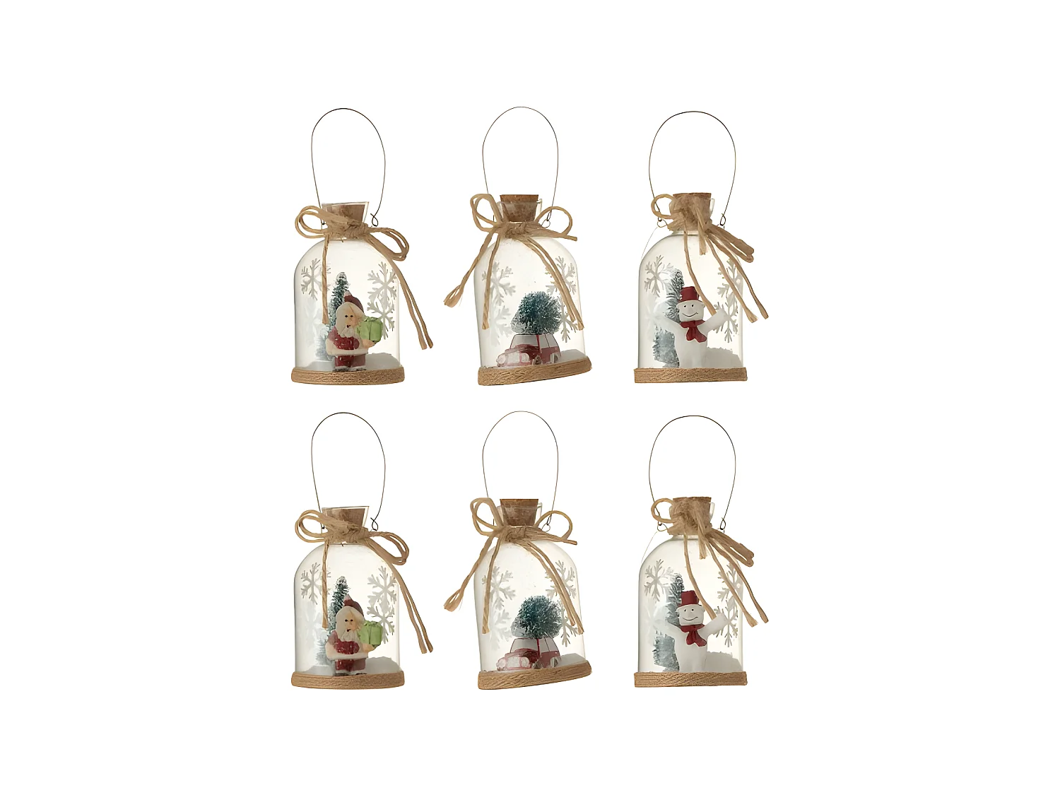 Conjunto de 6 botellas colgantes de vidrio transparente de 6x6x11 cm