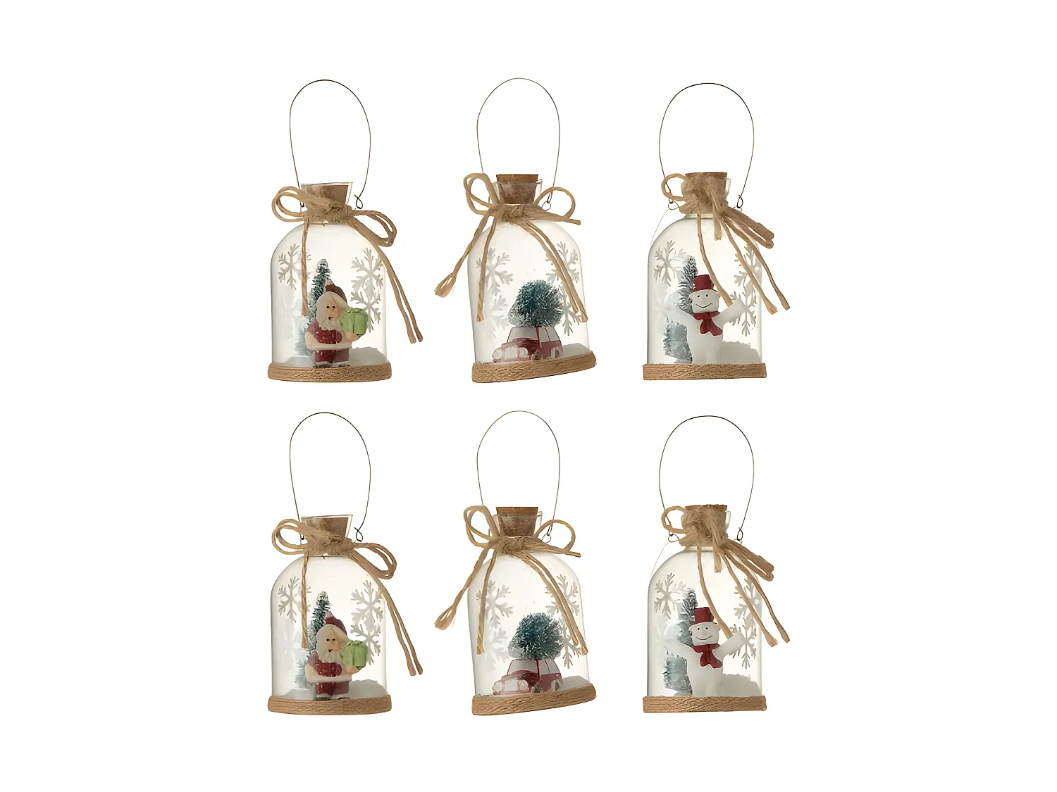 Set di 6 bottiglie sospese in vetro trasparente 6x6x11 cm