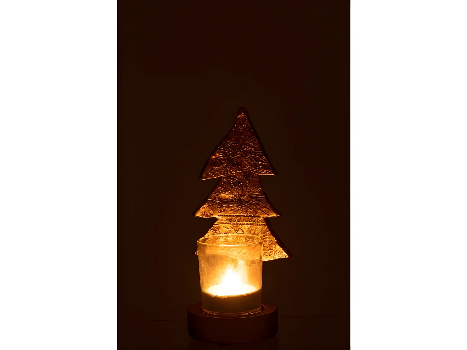 Portavelas navideño de resina dorada de 9.5x8.5x17.5 cm