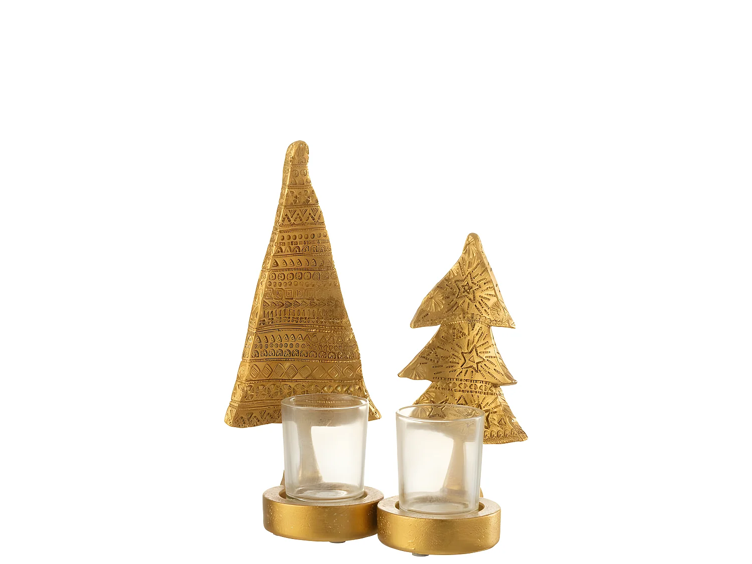 Portavelas navideño de resina dorada de 9.5x8.5x17.5 cm