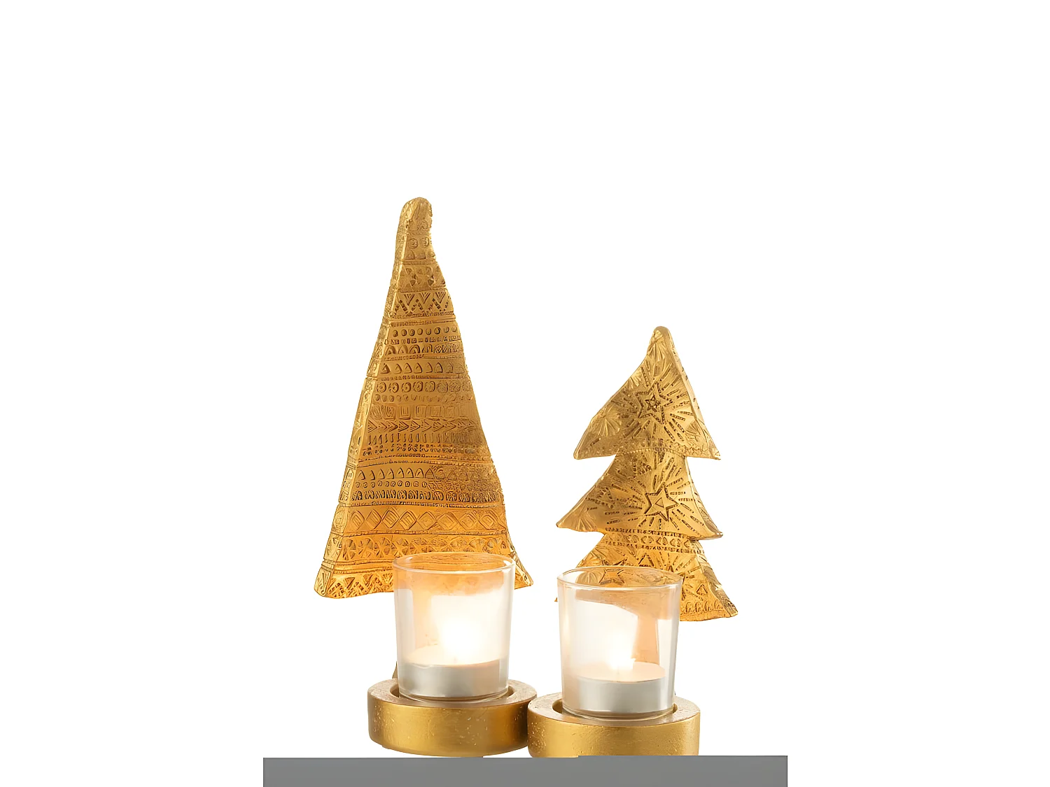 Portavelas navideño de resina dorada de 9.5x8.5x17.5 cm