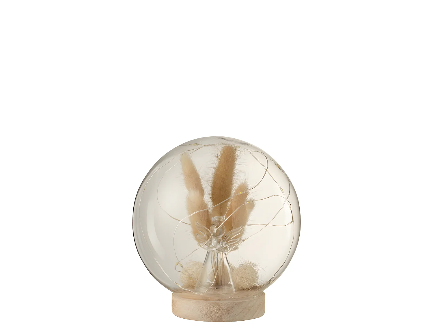 Campana di Natale con led in vetro naturale 15x15x16 cm